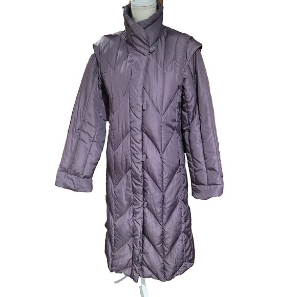 Vintage 80’s Avant Garde Japan Down Mod Space Age Puffer long Coat Maxi sz 8 M - Picture 5 of 13